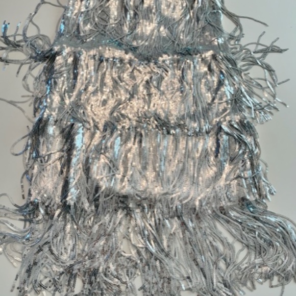STUNNING limited edition tiered silver sequin holiday party skirt, Medium - Picture 7 of 9